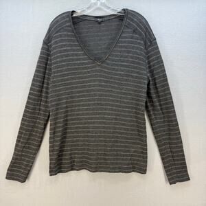 Rails Long Sleeve Sami Top Women's L Charcoal Gold Stripe V-neck Long Sleeve